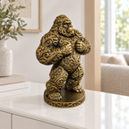 Gorilla trommelnd Ornament - Gold handbemalt Wohnzimmer