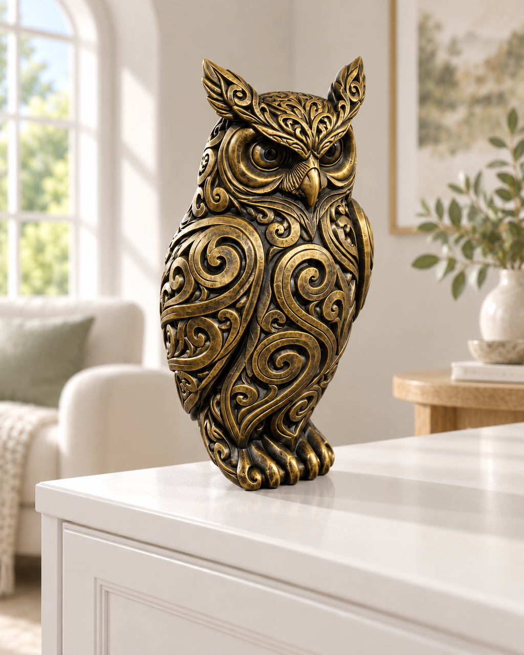 Eule Ornament - Gold handbemalt Wohnzimmer