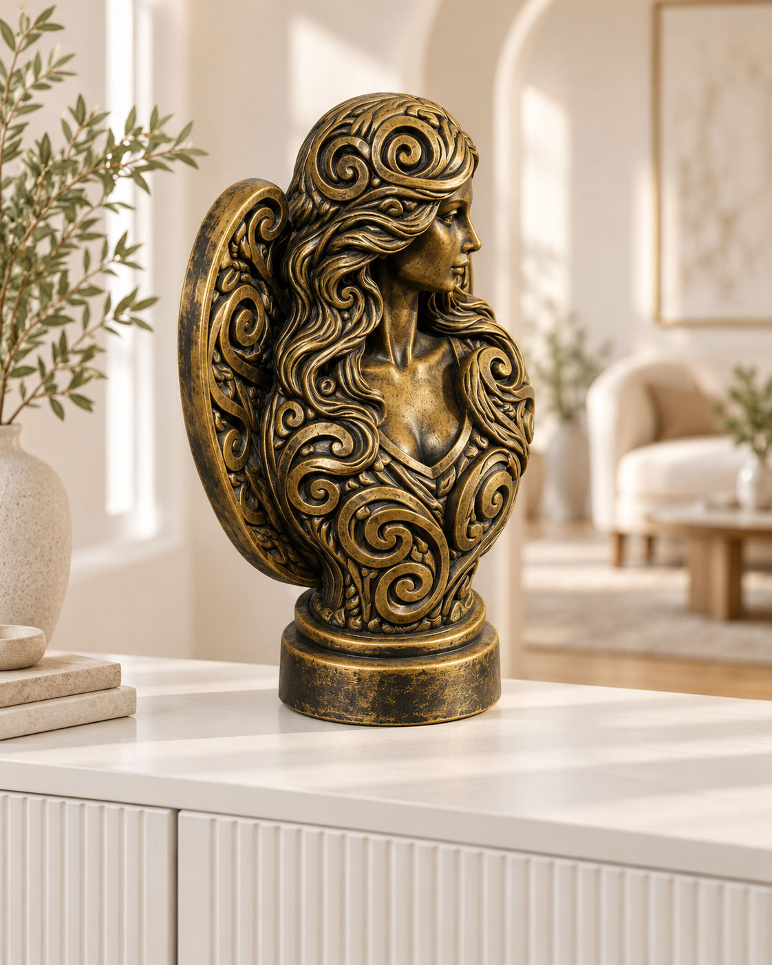 Engelbüste Ornament - Gold handbemalt Wohnzimmer