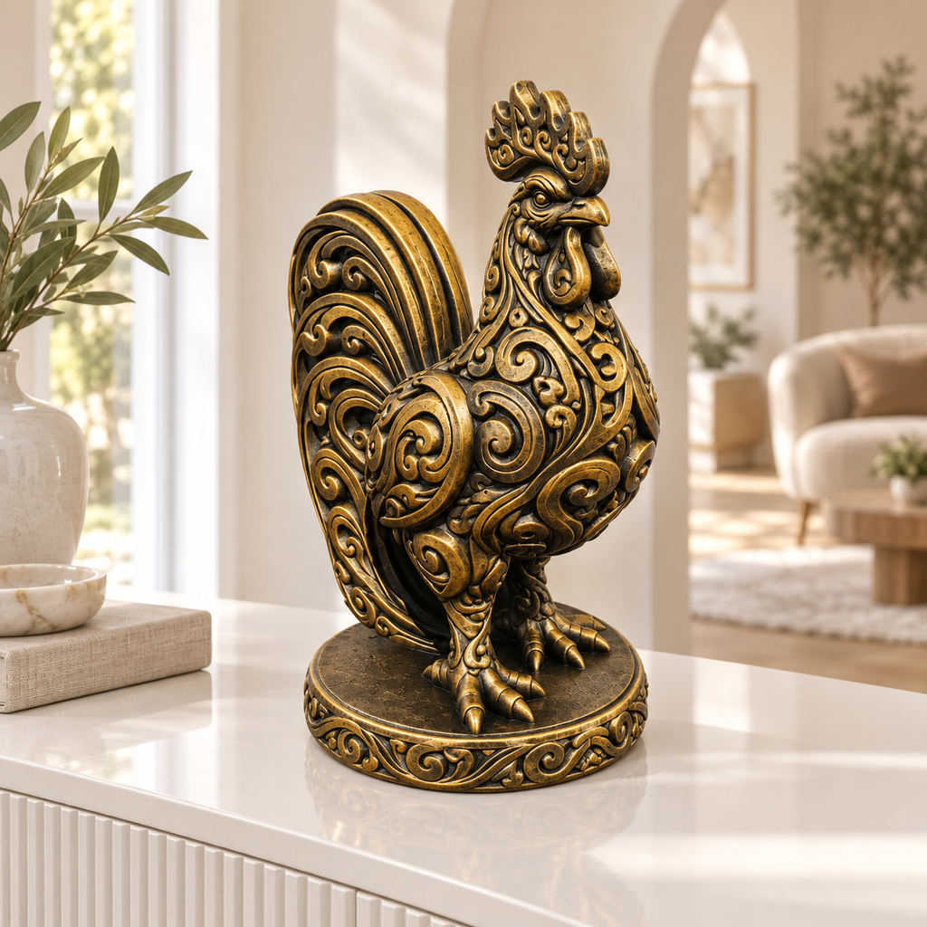Hahn Ornament - Gold handbemalt Wohnzimmer