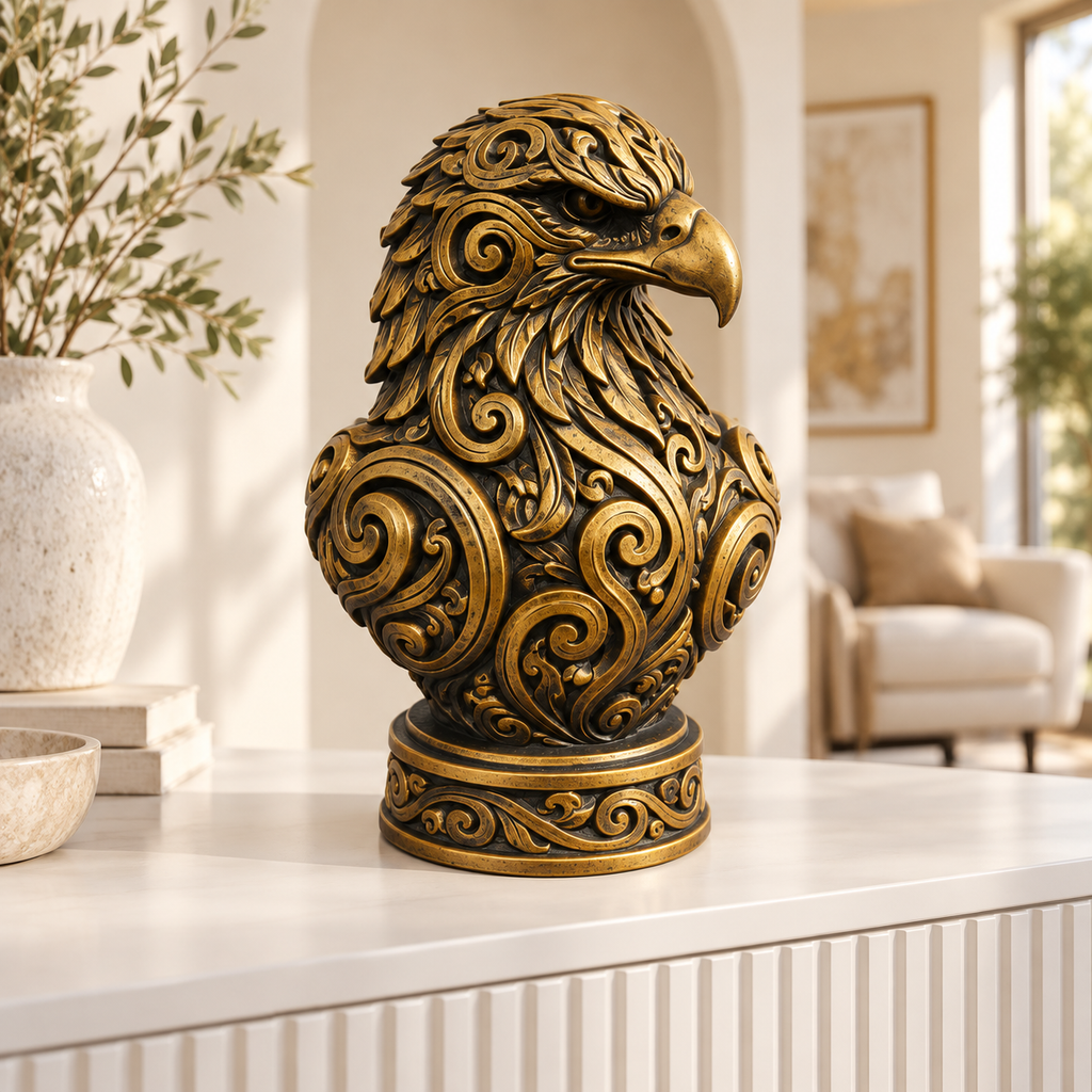 Adlerbüste Ornament - Gold handbemalt Wohnzimmer