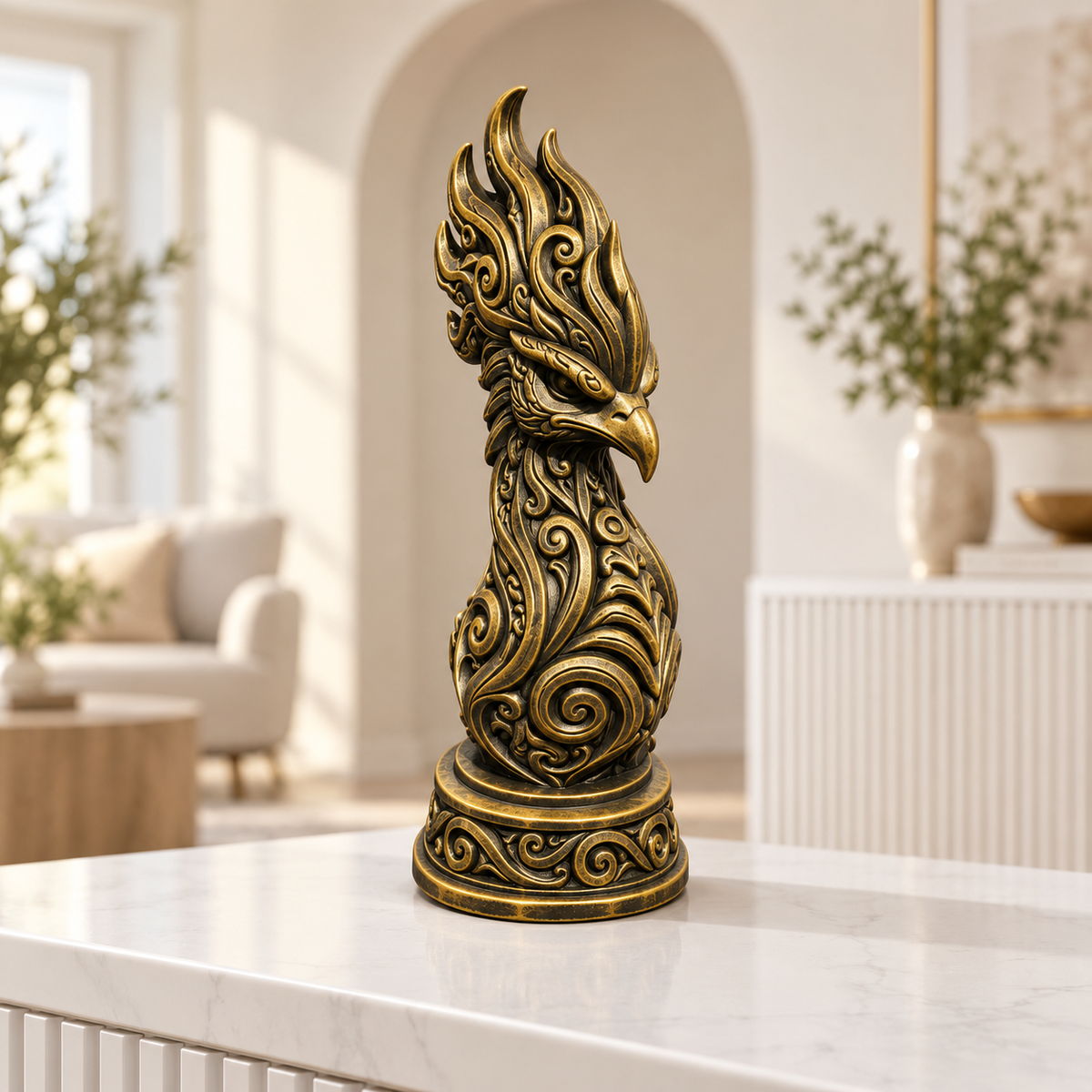 Phönixbüste Ornament - Gold handbemalt Wohnzimmer