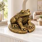 Frosch auf Seerosenblatt Ornament - Gold handbemalt Wohnzimmer
