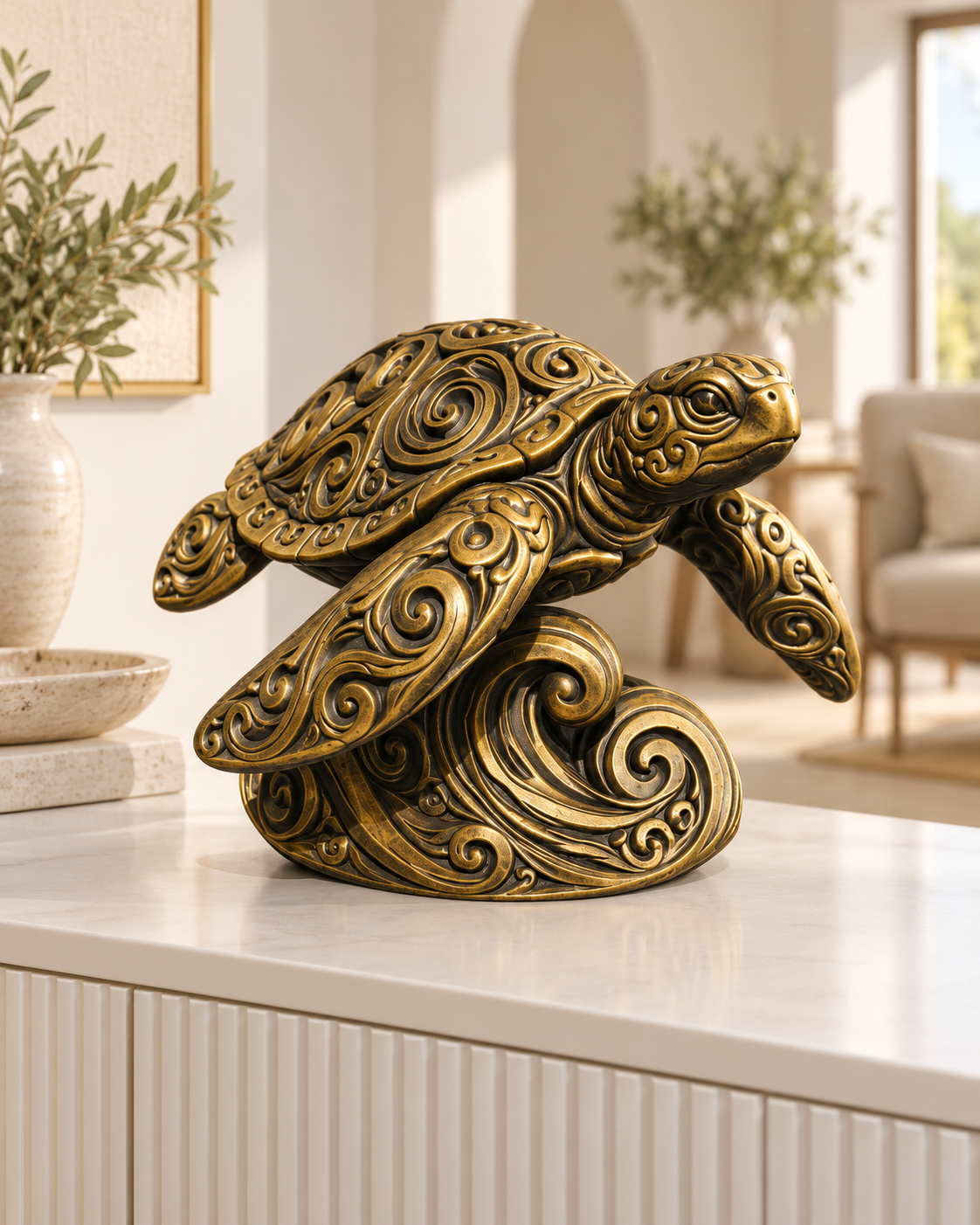 Meeresschildkröte Ornament - Gold handbemalt Wohnzimmer