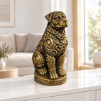 Rottweiler sitzend Ornament - Gold handbemalt Wohnzimmer