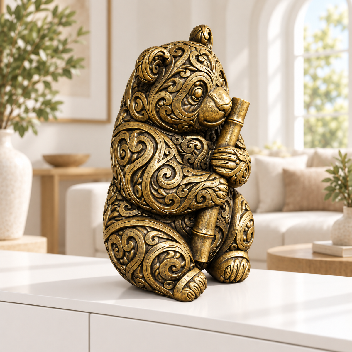 Panda Ornament - Gold handbemalt Wohnzimmer