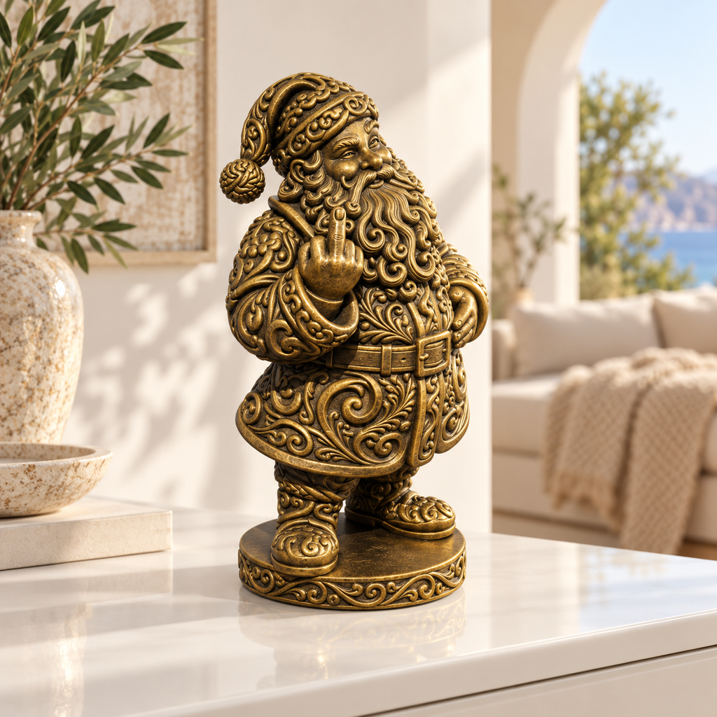 Frecher Weihnachtsmann Ornament - Gold handbemalt Wohnzimmer