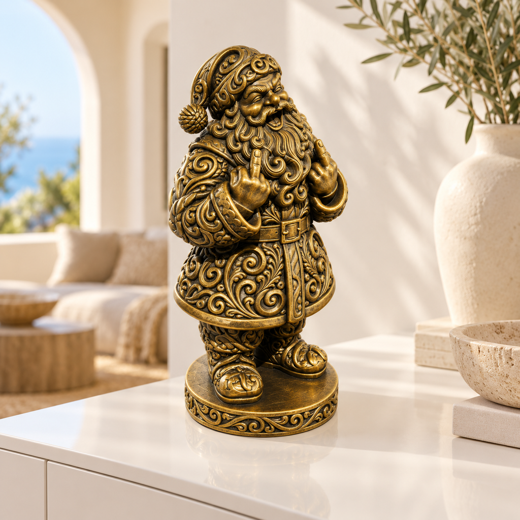 Santa mit Doppelfinger Ornament - Gold handbemalt Wohnzimmer