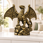 Flügeldrache Ornament - Gold handbemalt Wohnzimmer
