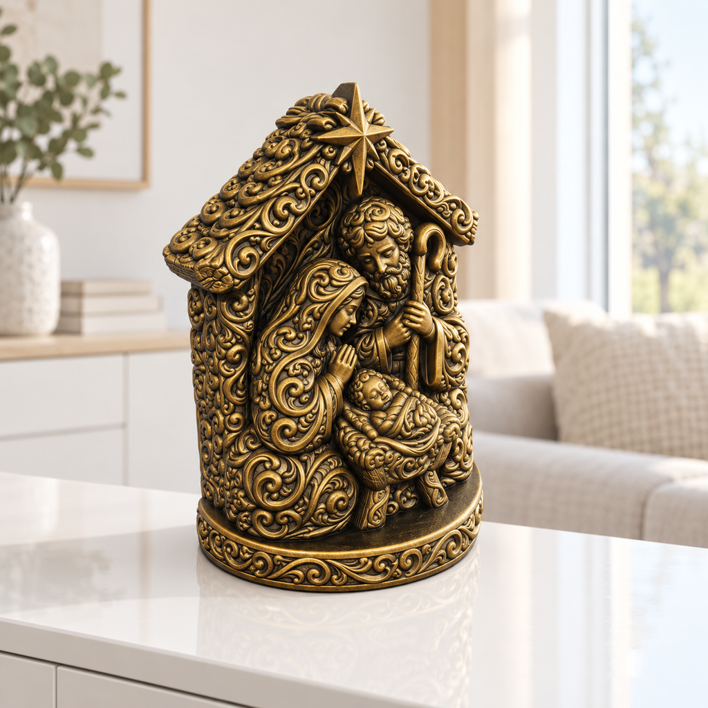 Krippe Ornament - Gold handbemalt Wohnzimmer