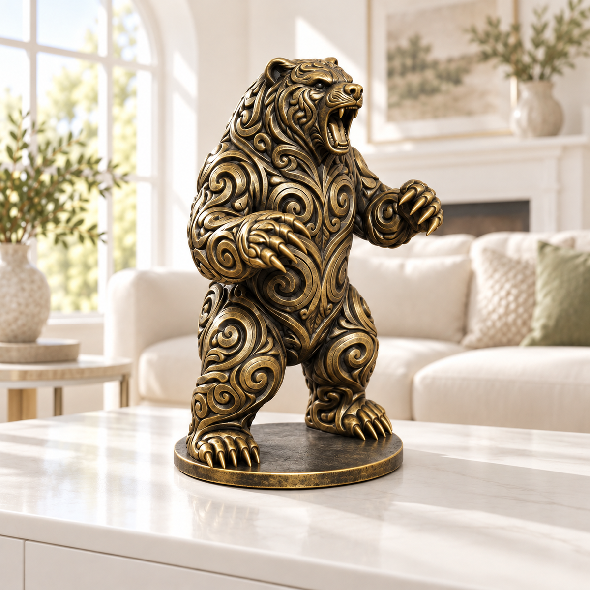 Grizzly Ornament - Gold handbemalt Wohnzimmer