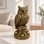 Schneeeule auf Stamm Ornament - Gold handbemalt Wohnzimmer