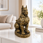 Dobermann sitzend Ornament - Gold handbemalt Wohnzimmer