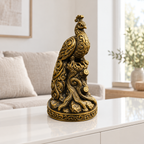 Pfau auf Baumstumpf Ornament - Gold handbemalt Wohnzimmer