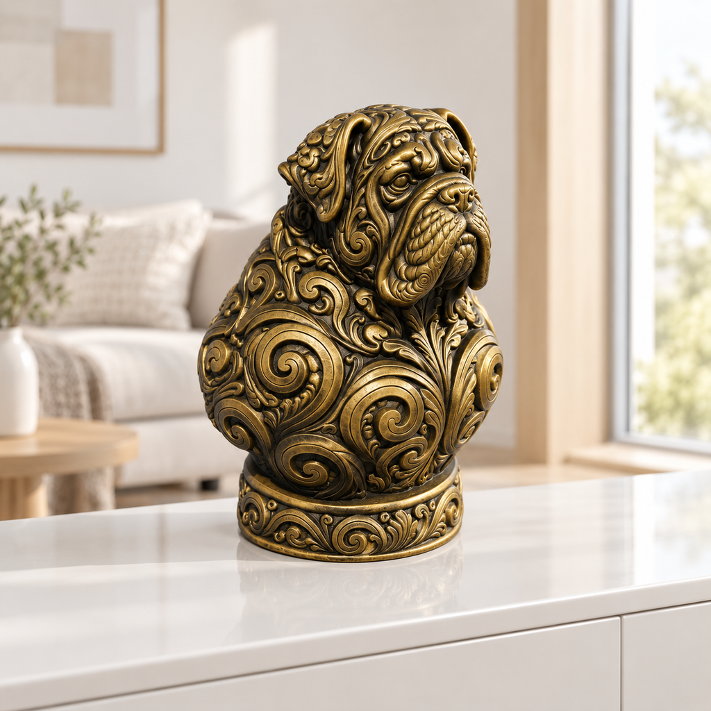 Mastiff-Büste Ornament - Gold handbemalt Wohnzimmer