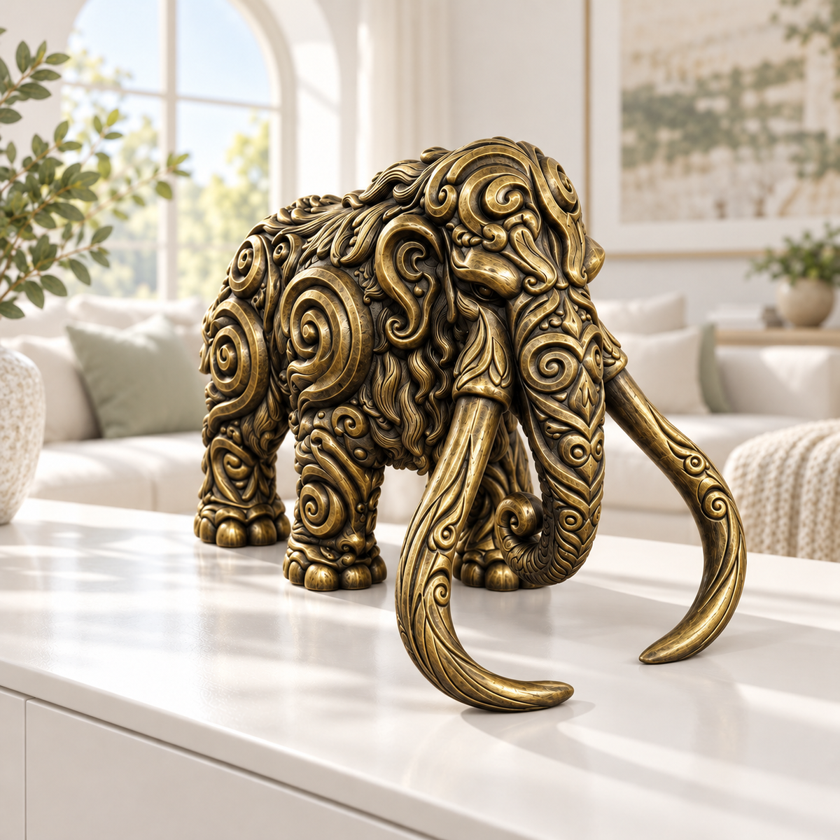 Mammut Ornament - Gold handbemalt Wohnzimmer