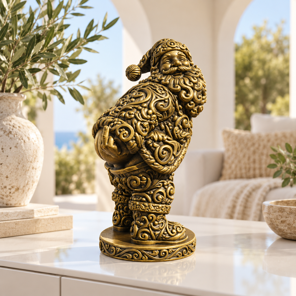 Santa mit Po und Finger Ornament - Gold handbemalt Wohnzimmer