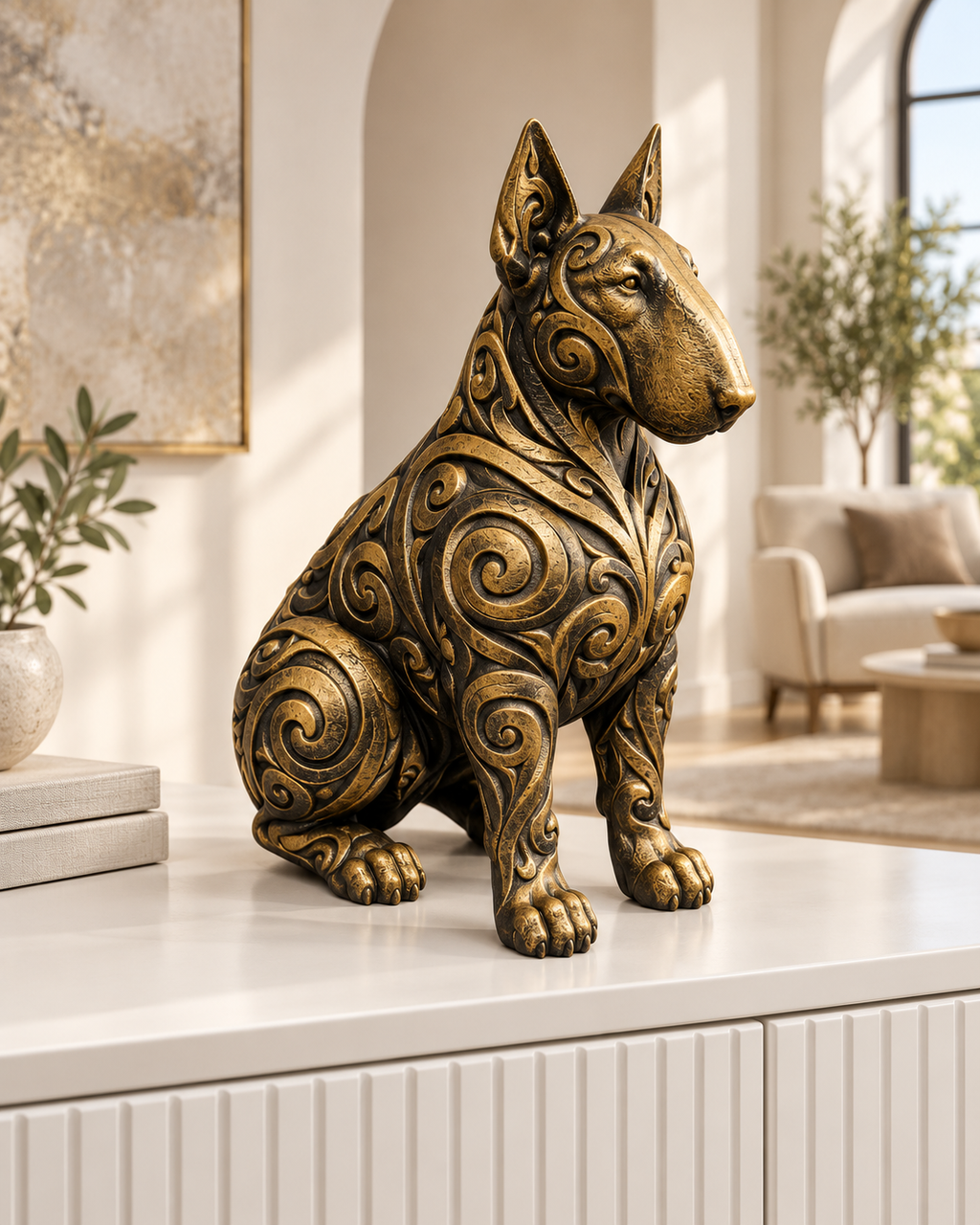 Bullterrier Ornament - Gold handbemalt Wohnzimmer