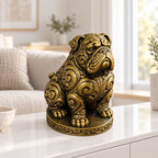 Englische Bulldogge sitzend Ornament - Gold handbemalt Wohnzimmer