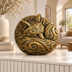 Schlafender Polarfuchs Ornament - Gold handbemalt Wohnzimmer