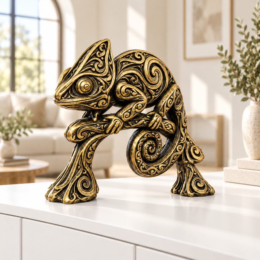 Chamäleon Ornament - Gold handbemalt Wohnzimmer