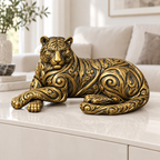 Liegender Tiger Ornament - Gold handbemalt Wohnzimmer