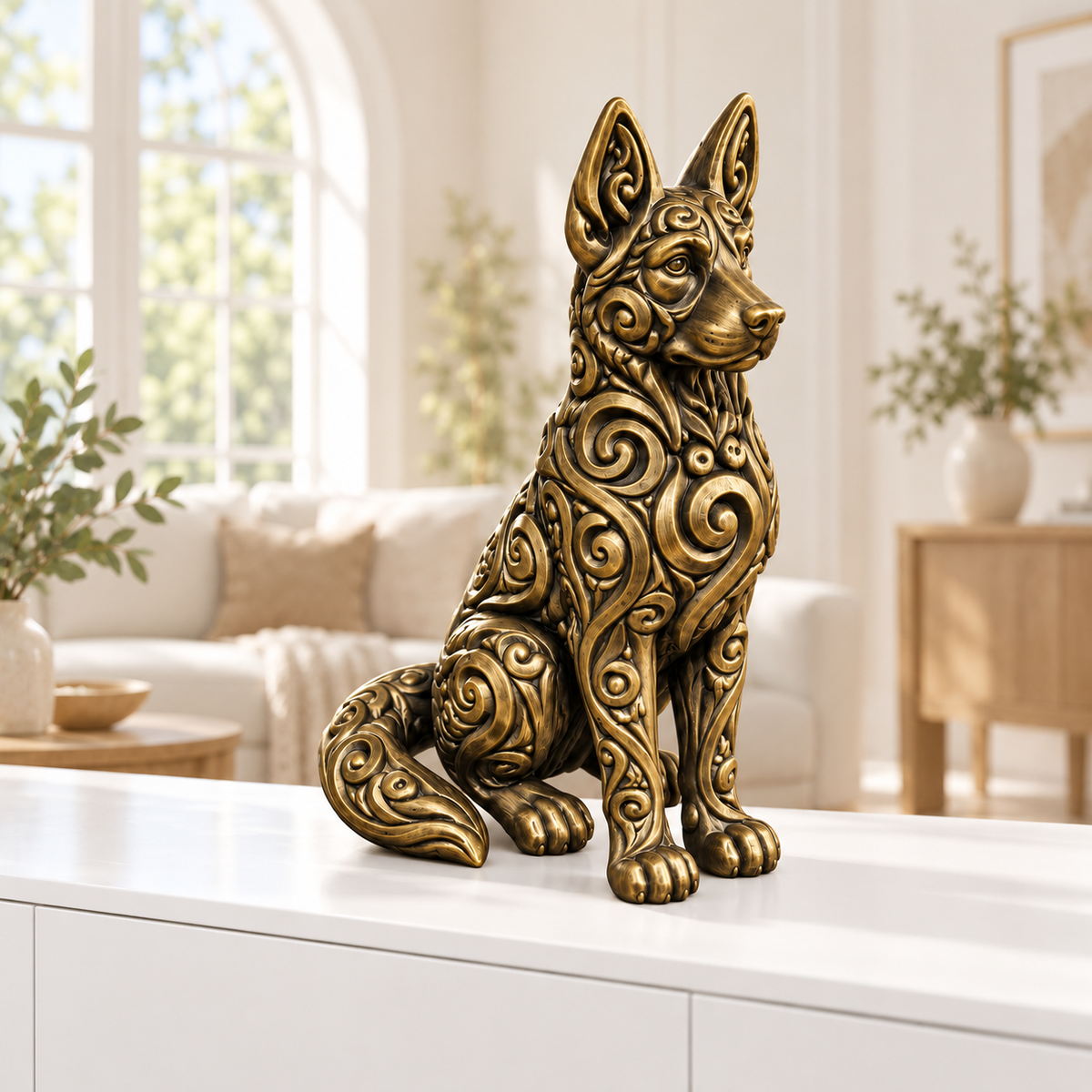 Hund Ornament - Gold handbemalt Wohnzimmer