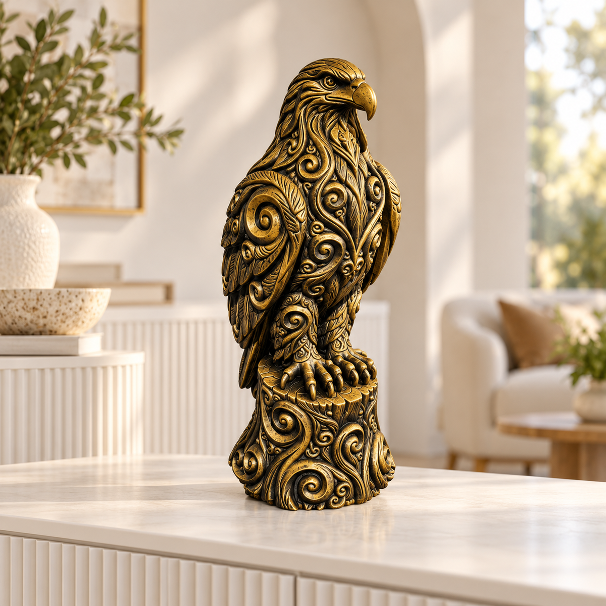 Weißkopfseeadler Ornament - Gold handbemalt Wohnzimmer