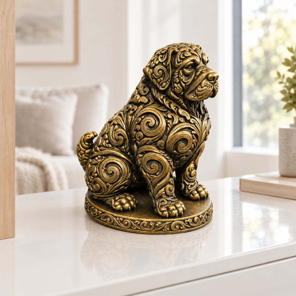 Golden Retriever Ornament - Gold handbemalt Wohnzimmer