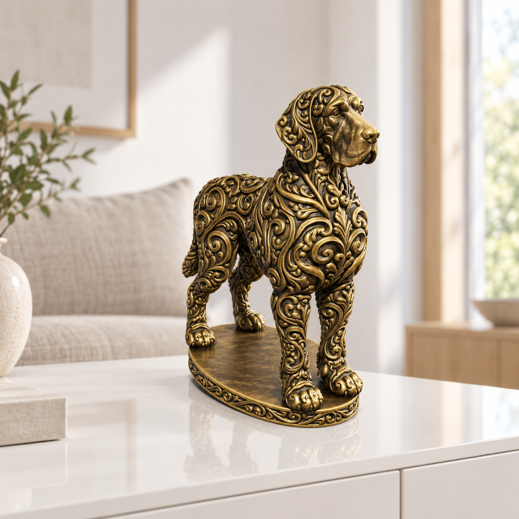 Deutsche Dogge Ornament - Gold handbemalt Wohnzimmer