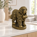 Bernhardiner mit Fass Ornament - Gold handbemalt Wohnzimmer