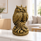 Eulenpaar auf Stamm Ornament - Gold handbemalt Wohnzimmer