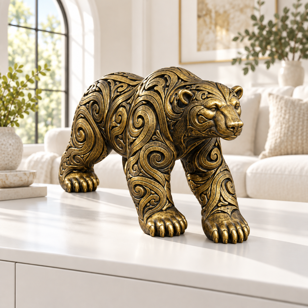 Eisbär Ornament - Gold handbemalt Wohnzimmer