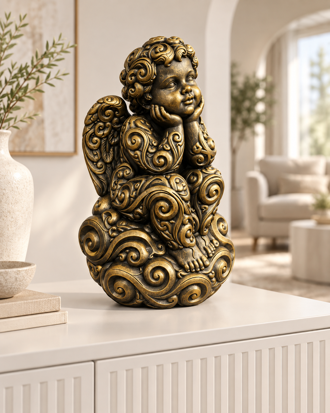 Puttenengel Ornament - Gold handbemalt Wohnzimmer