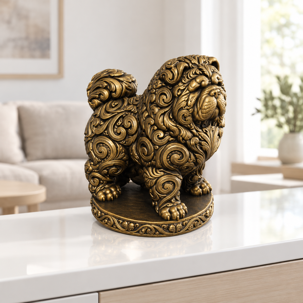 Chow Chow Ornament - Gold handbemalt Wohnzimmer