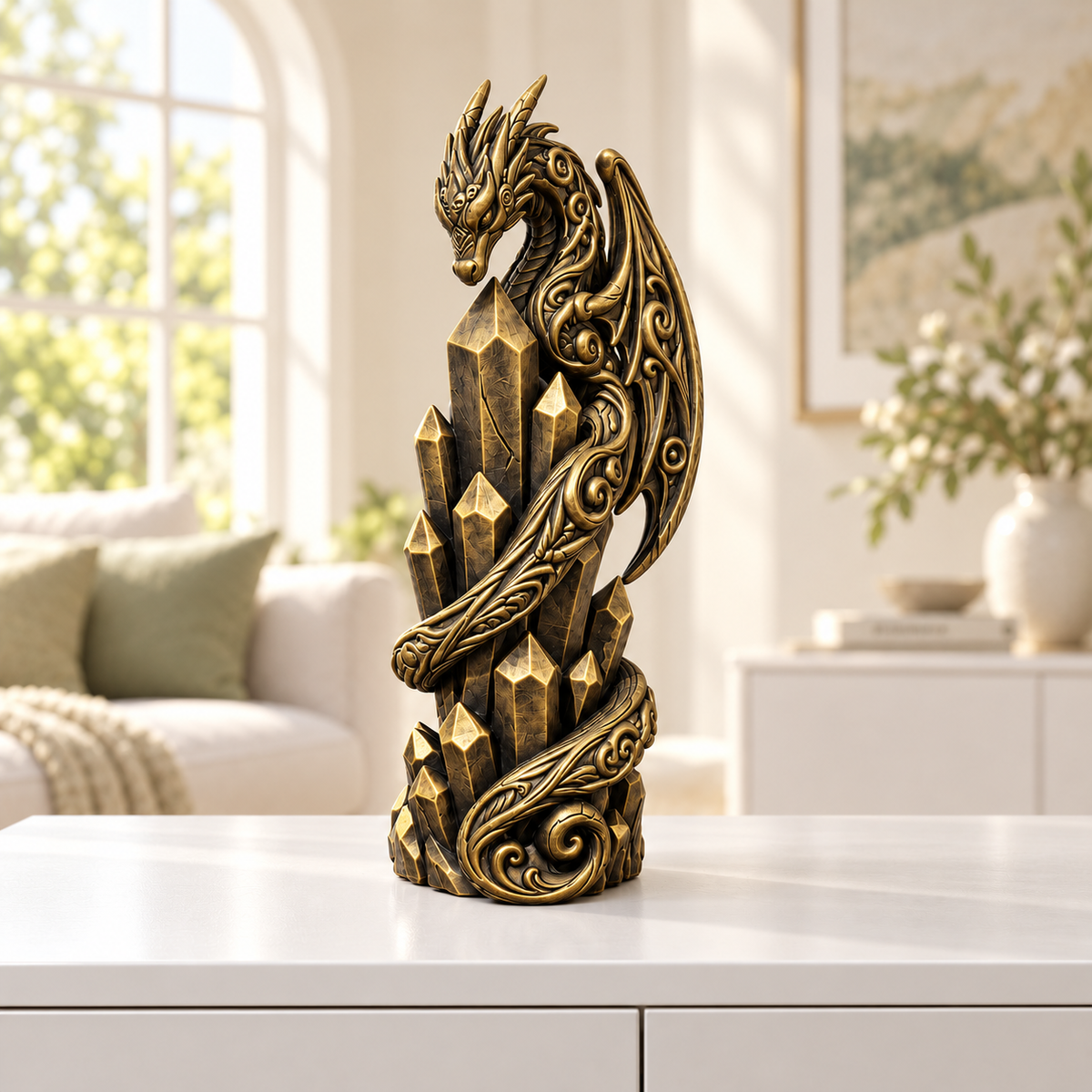 Kristalldrache Ornament - Gold handbemalt Wohnzimmer
