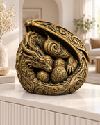 Drachenmutter mit Eiern Ornament - Gold handbemalt Wohnzimmer