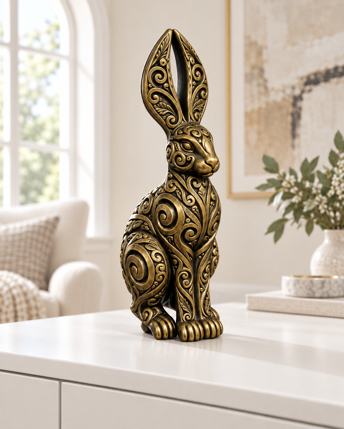 Hase Ornament - Gold handbemalt Wohnzimmer