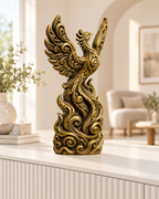 Phönix in Flammen Ornament - Gold handbemalt Wohnzimmer