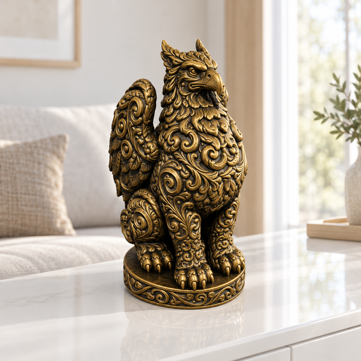 Greif Ornament - Gold handbemalt Wohnzimmer