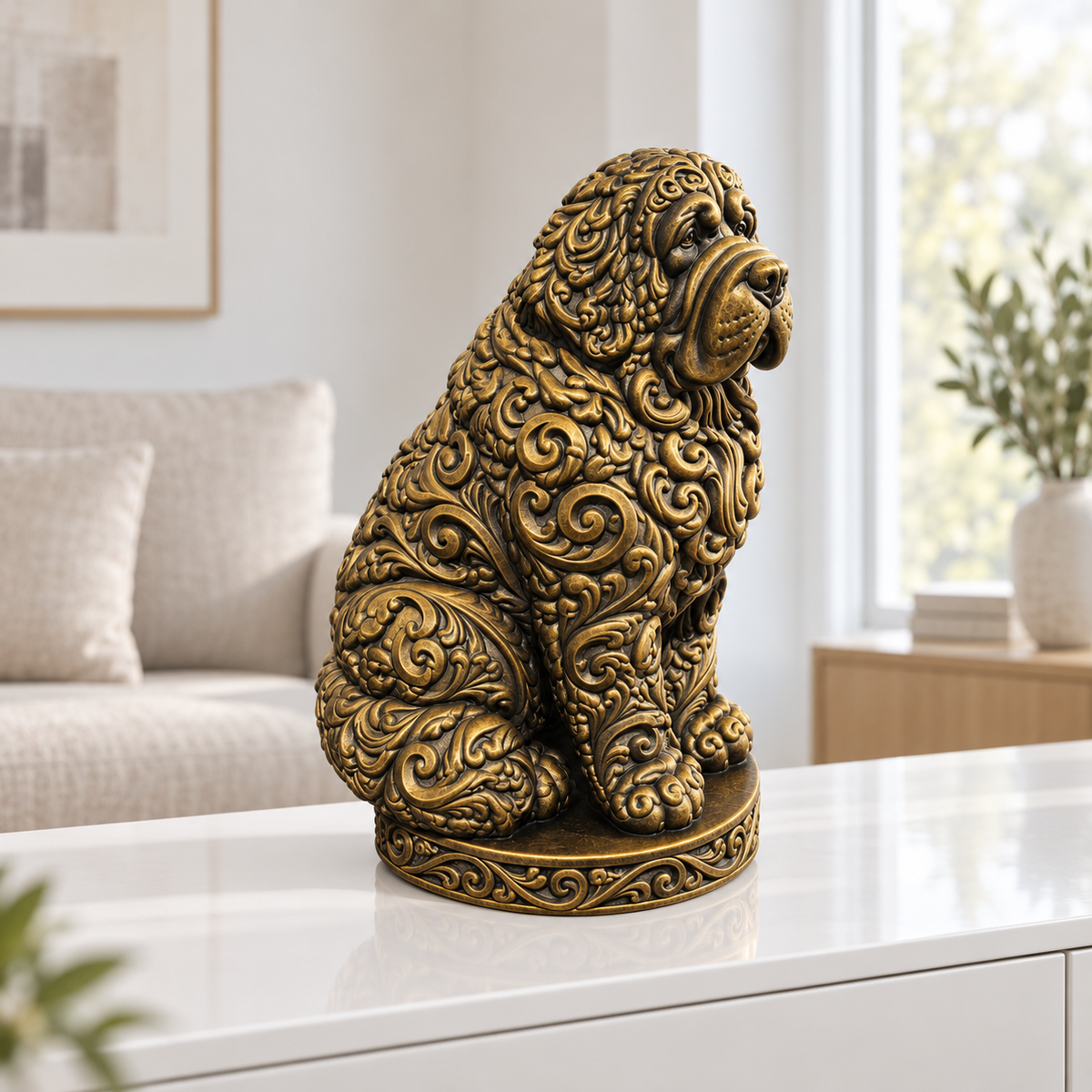 Bernhardiner Ornament - Gold handbemalt Wohnzimmer