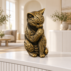 Katze beim Putzen Ornament - Gold handbemalt Wohnzimmer