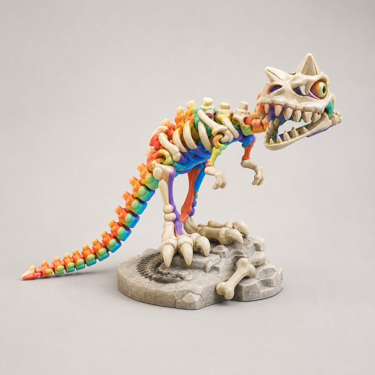 Skelett-Carnotaurus – beweglicher Dino mit Stand, 21,4 cm FehnFactory