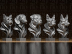 5 moderne Hundebüsten – Yorkshire Terrier, Dackel, Rottweiler, Boston Terrier & Deutscher Schäferhund FehnFactory