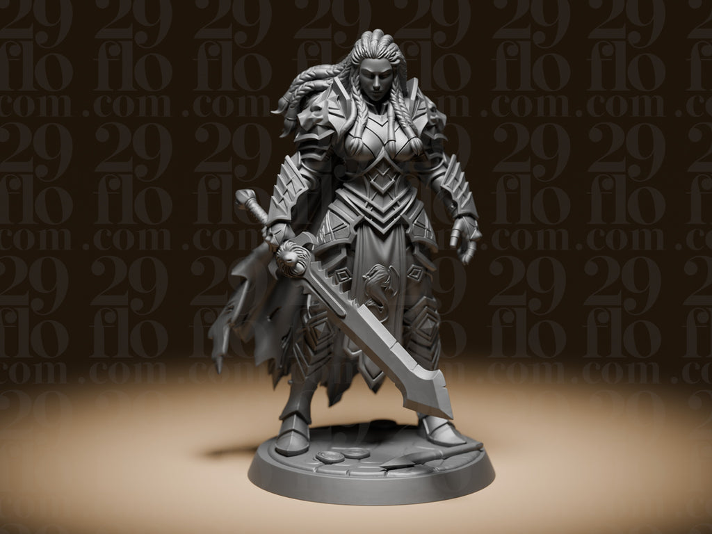 Fantasy-Kriegerin mit Schwert – Gepanzerte Warrior Lady FehnFactory