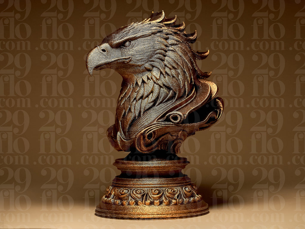 Ornamentale Adlerbüste – Greifvogel-Skulptur auf Rundsockel FehnFactory