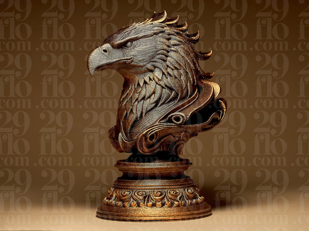 Ornamentale Adlerbüste – Greifvogel-Skulptur auf Rundsockel FehnFactory