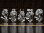 5 moderne Hundebüsten – Hunde Figuren-Set FehnFactory