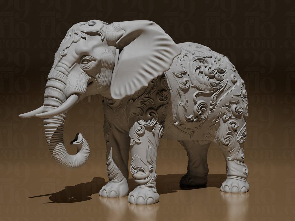 Floral-Elefantenskulptur – Ornamentale Tierfigur FehnFactory