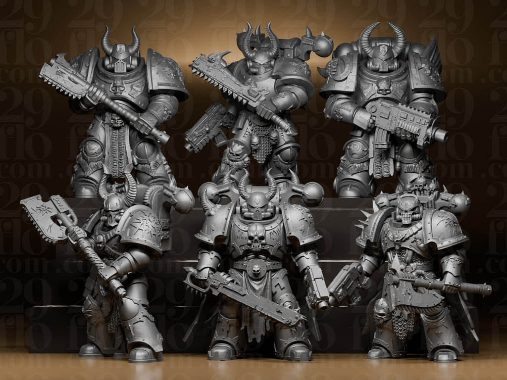 6 gepanzerte Krieger – Fantasy & Sci-Fi Figuren-Set FehnFactory